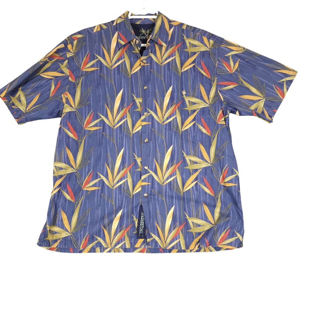 Bamboo Cay Men's Medium Floral Button Down Short Sleeve Shirt Casual‎
